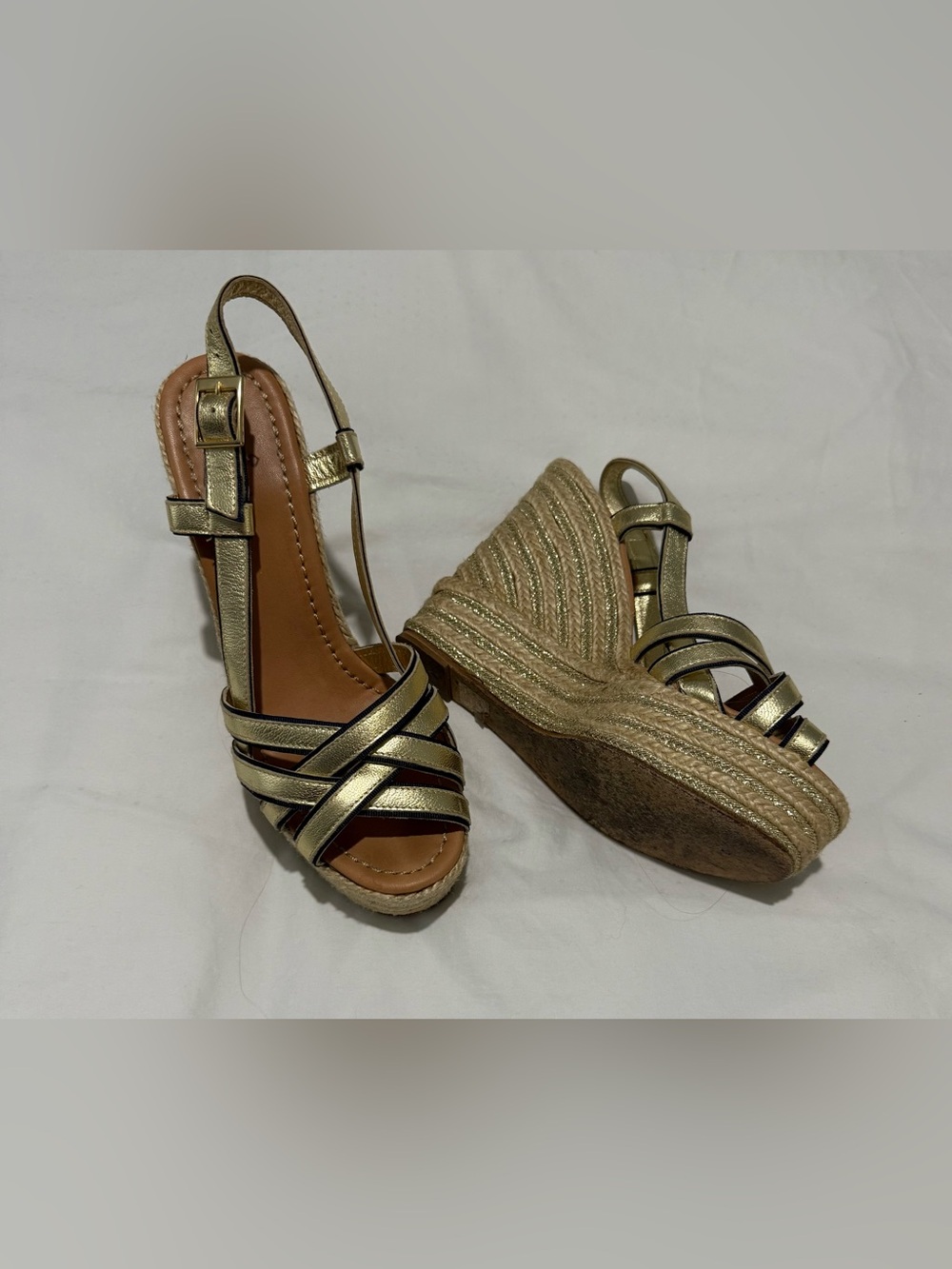 kate spade Metallic Gold Wedge Espadrille Sandals